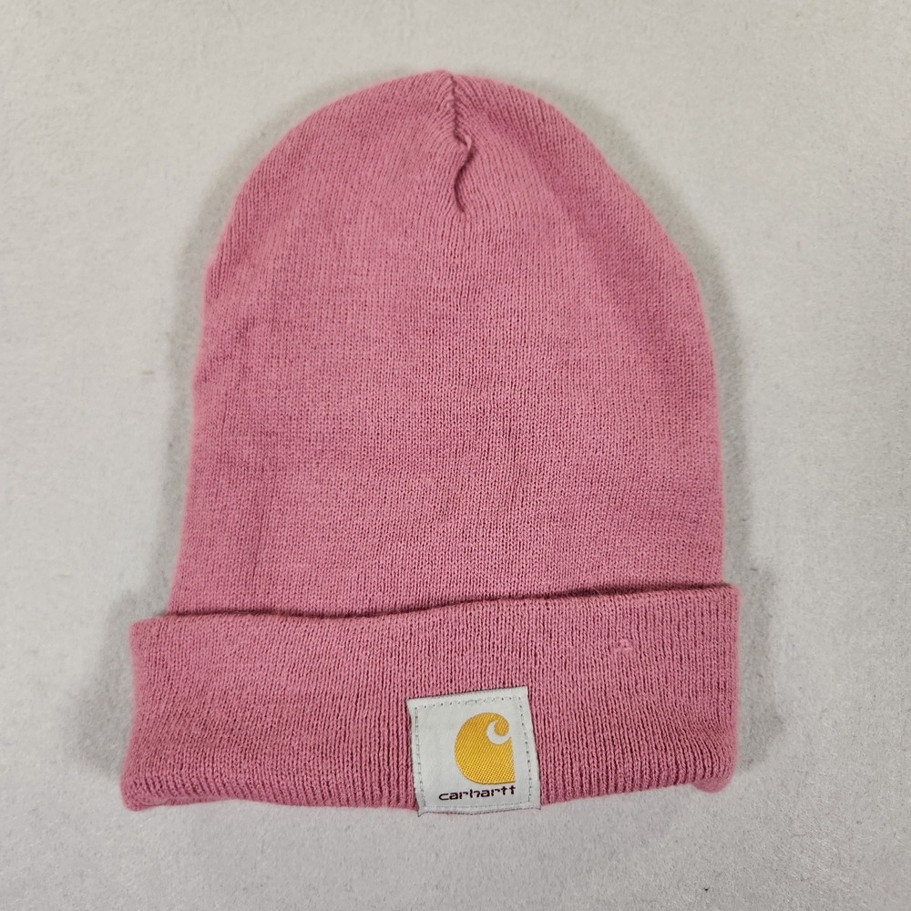 Carhartt Pink Knit Beanie Acrylic Women's One Size Logo Accent Winter Hat